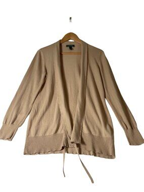 Lauren Ralph Lauren Beige Open Front Cardigan Tie Waist Size L